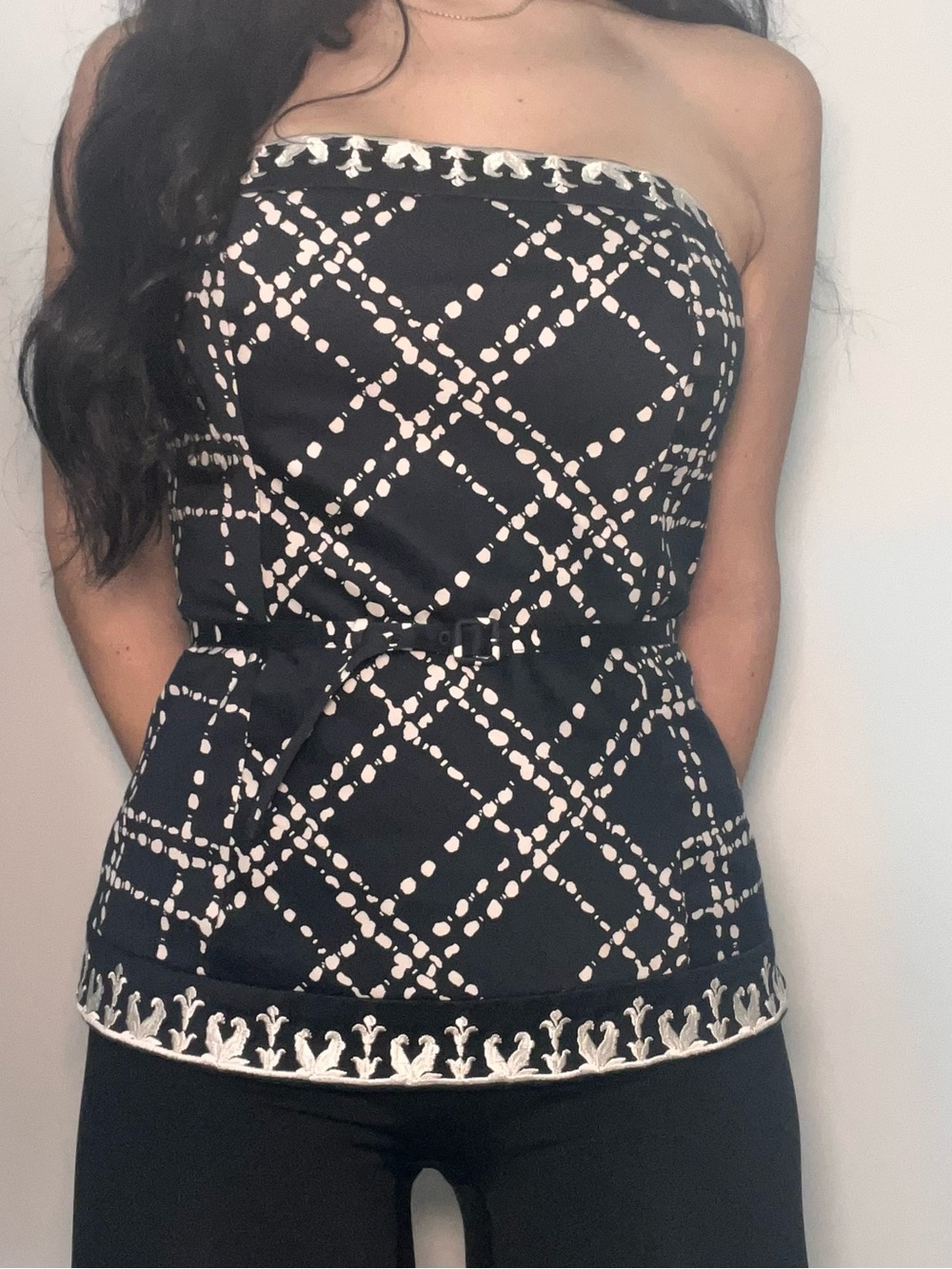 White House Black Market Black Strapless Corset Top Size 4